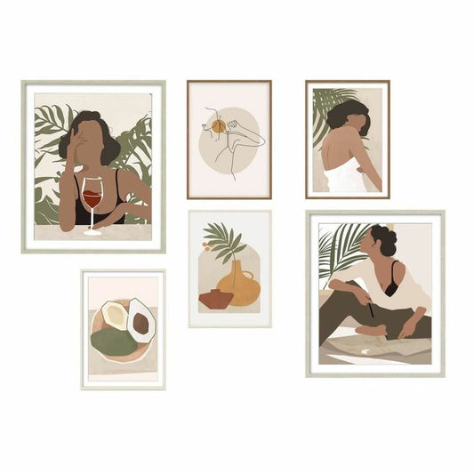Set of 6 pictures DKD Home Decor Nainen (30 x 2 x 40 cm)