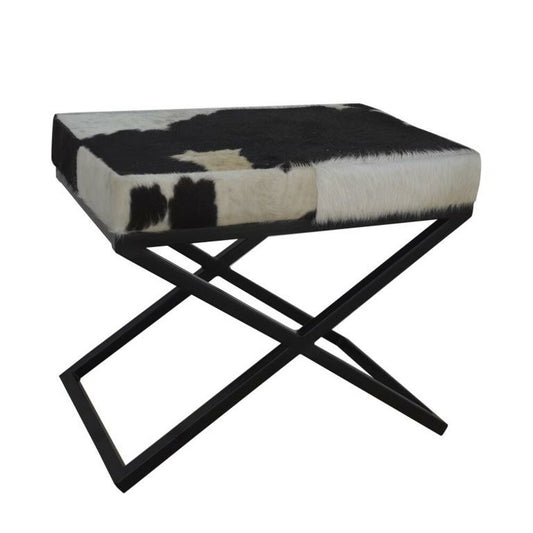 Foot-of-bed Bench DKD Home Decor Valkoinen Musta Lehmä Metalli 60 x 40 x 50 cm