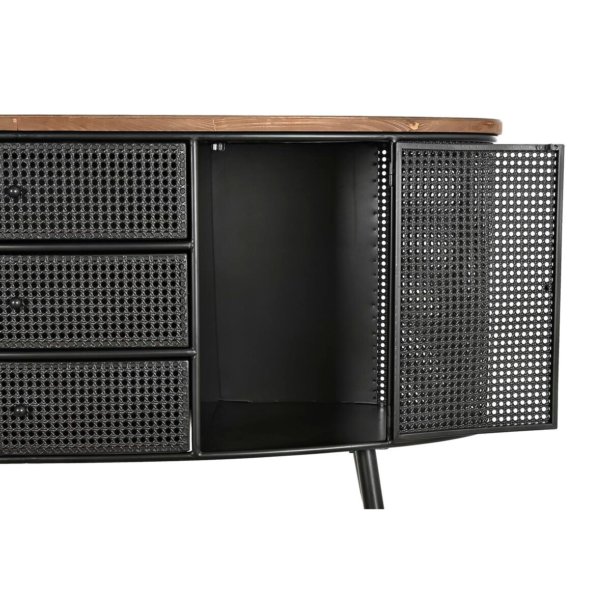 Sivupöytä DKD Home Decor 145,5 x 45 x 76 cm Kuusi Musta Metalli Ruskea