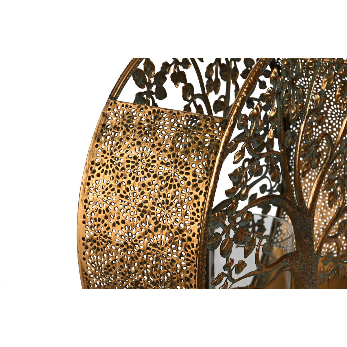 Kynttilänjalka Home ESPRIT Kullattu Metalli Kristalli 30 x 11 x 36 cm