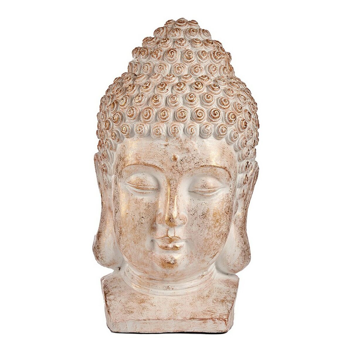 Koristeellinen puutarhahahmo Buddha Pää Valkoinen/Kulta Polyresiini (35 x 65,5 x 38 cm)