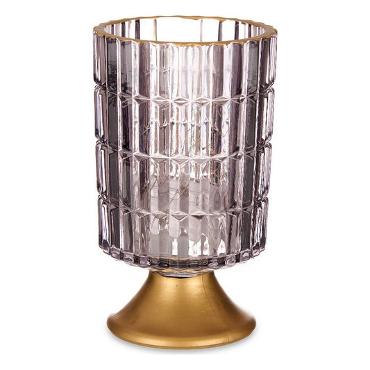 LED-lyhty Metalli Harmaa Kullattu Lasi (10,7 x 18 x 10,7 cm)