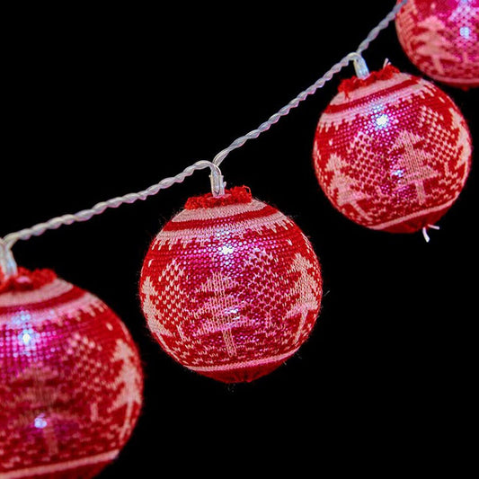 LED-valopallokranssi 2 m Joulupuu Ø 6 cm Punainen Valkoinen