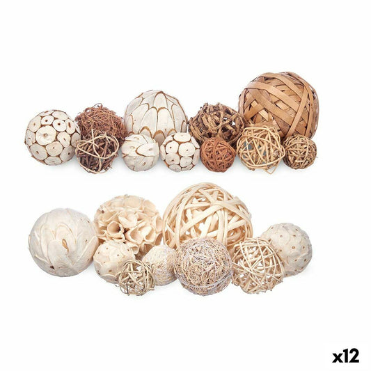 Set of Decorative Balls Valkoinen Ruskea (12 osaa)