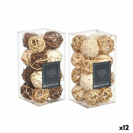 Set of Decorative Balls Valkoinen Ruskea (12 osaa)