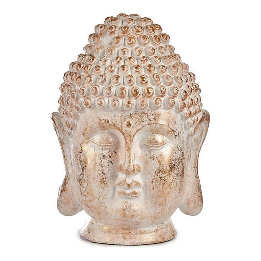 Koristeellinen puutarhahahmo Buddha Pää Valkoinen/Kulta Polyresiini (31,5 x 50,5 x 35 cm)